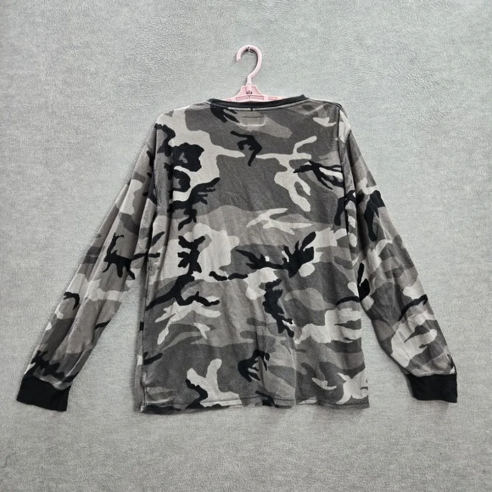 Polo Ralph Lauren Men‎ Sleepwear L Gray Logo Camouflage Pajama Shirt Pullover